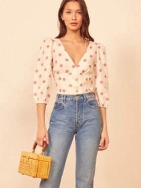 Polka Dot Linen Blouse